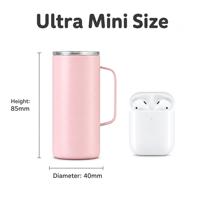 Vente en gros de mini-gobelets isothermes en acier inoxydable de 3 oz avec poignée, cordon en métal, porte-clés, petite tasse isolée pour cadeaux promotionnels