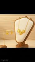 Conjunto de Joyería de Flores con Filigrana Chapada en Oro de 24K de Dubái, Collar y Aretes Florales de Margarita Árabe del Medio Oriente para Mujer, Regalo de Eid