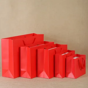 Wholesale <b>Red</b> Kraft Paper Gift Bags with Handles for Wedding Birthday Parties and Shopping Elegant Packaging - Product Image 4