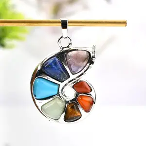 Pha Lê Chữa Bệnh Chakra Crystal Mặt Dây Chuyền Xoắn Ốc Bằng Đồng Với Mặt Dây Chuyền Đá Mạ Bạc