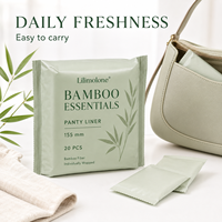 Lilimolone - Paquete de 20 Protectores Diarios de Bambú de 155 mm, Envueltos Individualmente, Color Verde Salvia, Venta al por Mayor, OEM, Protectores Diarios de Fibra de Bambú