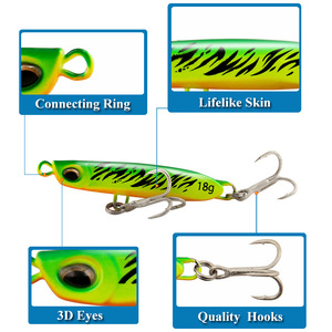 Leurre vibrant en métal coulant Vibra Lure 18g, appât de fond pour la pêche au bar avec hameçons triples - Product Image 3