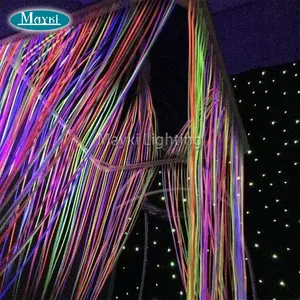 Mayki fibre optic curtain with rainbow sparkle side glow optical fiber harness UV LED projector 150w fiber optic iluminator