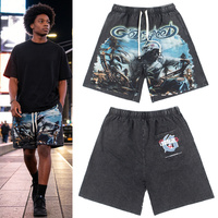 Pantalones Cortos Godspeed para Hombre, Marca Godspeed, Premium, de Algodón Lavado, con Diseño Gráfico Desgastado, Estilo Hip Hop Urbano