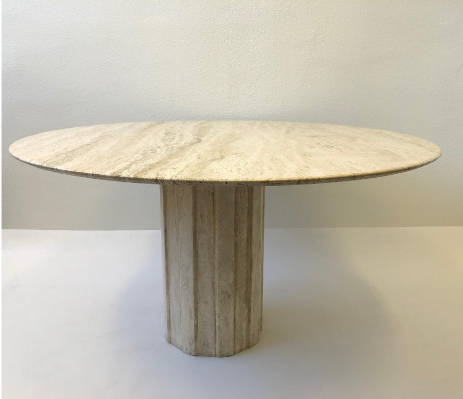 奢华天然stein椭圆形圆桌定制酒店豪华住宅石灰华大理石石材餐桌