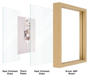 Natural Wood Finished Decorative Transparent <strong>Double</strong> Sided Glass Floating <strong>Photo</strong> <strong>Frame</strong> for Tabletop <strong>Photo</strong> Display - Product Image 6