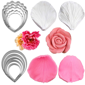 5 pièces en acier inoxydable <span class=keywords><strong>pivoine</strong></span> Cutter 2 pièces Fondant Silicone moule fleur veinage moule Veiner pétale faisant outil - Product Image 5