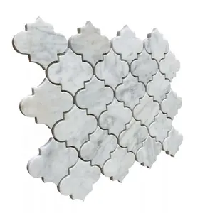 Pedra Natural Mosaico Rosa Norlegia Mármore Cristal Latão Branco Inlay Mármore Waterjet Mosaic Tiles