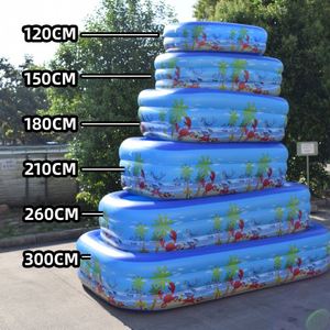 สระว่ายน้ำเด็ก อายุ 1-6 ปี แบบเป่าลม PVC รูปทรงสี่เหลี่ยมผืนผ้า ขนาด 3 เมตร สำหรับเด็กเล่นน้ำกลางแจ้ง ลายพิมพ์ชุดชายหาด - Product Image 2