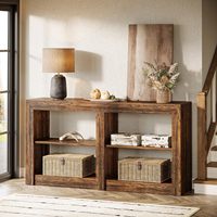 Table d'entrée style farmhouse, console à 3 niveaux pour salon, console en bois derrière le canapé