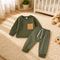 Vêtements pour enfants en gros, ensemble de vêtements pour enfants, printemps automne, vêtements chauds à manches longues, ensemble de 2 pièces, vêtements décontractés pour garçons