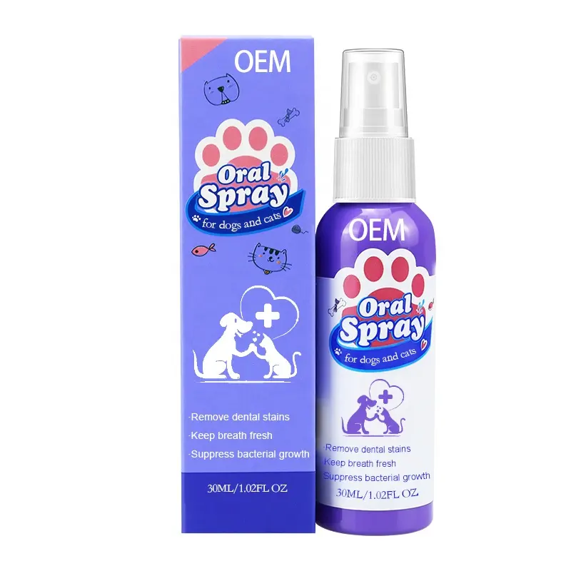 OEM ODM Dog Oral Care Dog Teeth Cleaning Breath Freshener Dental Spray Pet Mouth Spray For Healthy Dog Teeth