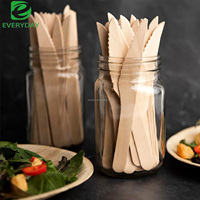 Couteau à steak en bois de bouleau naturel biodégradable de haute qualité, 6,3 pouces (16 cm), écologique, jetable, pour le camping