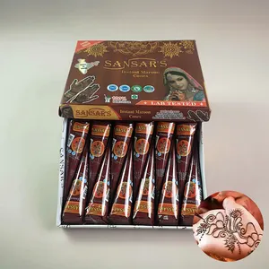 Stensil Tato Temporer Kaveri Neha Natural Henna Cones Paste Kemasan Mehndi Alami untuk Coklat Coklat Sementara Lukisan Tubuh
