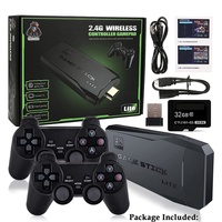 Console de jeu TV sans fil HYT M8 4K, manette portable 2,4 GHz, mémoire 64 Go, boîte noire en ABS, joystick USB 2 pièces + jeux