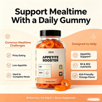 Gummies OEM à la saveur d'orange pour stimuler l'appétit des enfants, 60 unités, avec B1 et B12, adaptées aux enfants de plus de 2 ans, en forme d'anneau