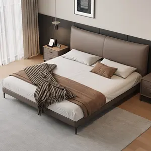 Современные кровати, кровать размера «King-Size» из натуральной кожи, мебель для спальни