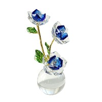 Ornement de fleur de rose en cristal, figurine faite à la main, décoration florale rose de luxe, décoration de bureau, cadeau de mariage, décoration de festival, boîte en papier