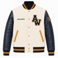 Veste universitaire pour homme, veste de baseball à manches contrastées, vêtements d'extérieur décontractés, logo personnalisé
