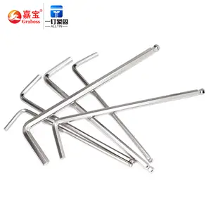 Hex Key Wrench With Extended Ball Heads 45# Steel L Shape Silver Ball End Hex Wrench Box End Wrench