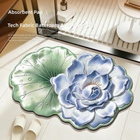 Tapis de sol de salle de bain floral en forme d'alien, absorbant rapidement l'eau, en terre de diatomée, résistant à la saleté, antidérapant, pour toilettes et lavabos
