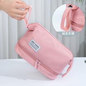 Sac à cosmétiques Double couche personnalisé Oem Ins grande capacité, sac de rangement étanche Portable de voyage, trousse de maquillage et de toilette - Product Image 3