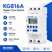 MythEle DIN Rail Digital Time Switch AC220V 30A LCD Programmable Timer Relay untuk Kontrol Rumah dan Industri