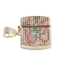 Bijoux plaqué or 18 ct de conception hip-hop vente en gros chaîne en laiton pour hommes collier pendentif briquet en cz glacé