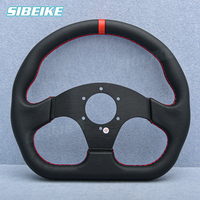 Volant Sport de course en cuir de 13 pouces 320mm en alliage d'aluminium en forme de D Volant de jeu plat avec bouton de klaxon