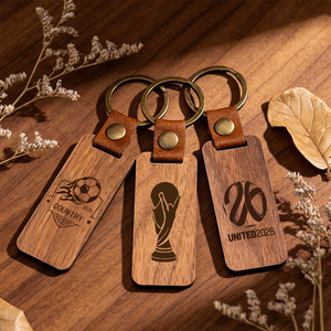 Laser Carving Football Design Wood Key Chain Personalized Laser Keyring Holder