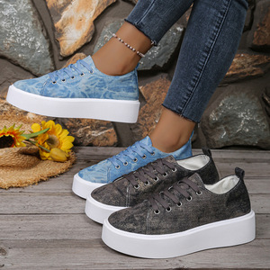 Zapatos Planos de Mezclilla con Cordones para Mujer, Estilo Casual, Tallas Grandes, Tendencia Otoño 2026 - Product Image 1
