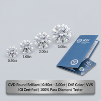 Diamantes Cultivados en Laboratorio Certificados por IGI, Color D E, Claridad VVS, Corte 3EX, Diamantes Sueltos Redondos Brillantes de 0.5 ct a 3 ct para la Elaboración de Joyas Personalizadas
