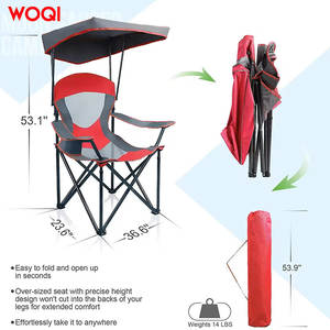 Silla de camping plegable Woqi con toldo, tela Oxford roja, para jardín, senderismo, viajes, capacidad de 350 libras. - Product Image 2