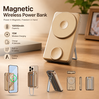 Cargador Portátil 4 en 1 de 10000mAh con Cable Tipo C Integrado, Carga Inalámbrica Magnética Rápida
