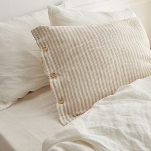 Modern French 100% Linen Cushion Cover Scalloped Edge <b>Striped</b> Linen Vintage Cushion Pillowcase Customized Woven Fabric - Product Image 2