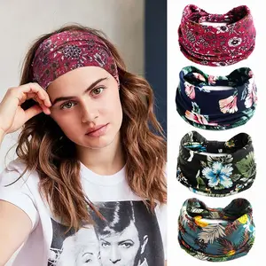 Bando Lebar Baru Bando Ikat Kepala Elastis Simpul Antik untuk Wanita Anak Perempuan Bandana Katun Lembut Aksesoris Rambut