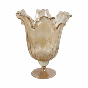 Vaso in Vetro Scanalato con Bordo a Petalo, Decorazione da Tavolo Moderna e Rustica per Soggiorno e Casa - Product Image 3