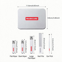 Ensemble de coupe-ongles en acier inoxydable luxueux 5 pièces, kit de manucure et pédicure, lime à ongles, cure-oreilles, boîte d'outils de toilettage portable