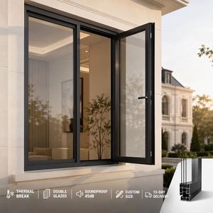 Ventana Abatible <span class=keywords><strong>de</strong></span> Aluminio <span class=keywords><strong>con</strong></span> Doble Acristalamiento y <span class=keywords><strong>Rotura</strong></span> <span class=keywords><strong>de</strong></span> <span class=keywords><strong>Puente</strong></span> Térmico, Insonorizada, Tamaño Personalizado, Moderna, <span class=keywords><strong>Precio</strong></span> <span class=keywords><strong>de</strong></span> Fábrica - Product Image 1