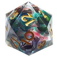 Ensemble de dés D20 en résine de 55 mm, grand format, avec crâne, œil de chat et nébuleuse à l'intérieur, dés polyédriques translucides pour jeux de rôle sur table (JRST), jeux de société, cadeau