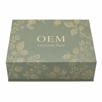 Caja de Regalo Magnética Rígida con Diseño Floral en Dorado, Inserto de Espuma, Empaque de Lujo para Cosméticos, Cartón Reciclado
