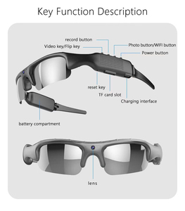 <span class=keywords><strong>Camera</strong></span> <span class=keywords><strong>Video</strong></span> kính HD wifi thông minh App kiểm soát ghi âm ngoài trời Kính thể thao với máy ảnh thẻ nhớ lưu trữ eyewearglass DVR - Product Image 2