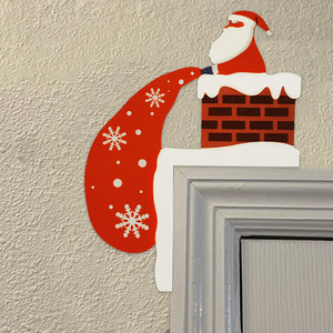 Decoraciones navideñas en stock, creativos y novedosos adhesivos de madera de Papá Noel, calcomanías de pared y adornos. - Product Image 1