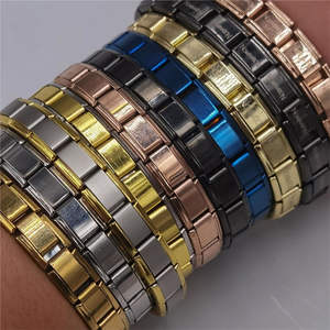 Accesorios de bricolaje, pulsera de abalorios de eslabones italianos, brazaletes de moda, pulsera de acero inoxidable, pulseras de abalorios italianos, chapado en oro de 18 quilates - Product Image 2