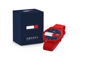 Orologio Intelligente Tommy Fashion con Cinturino in Silicone Rosso, Cassa Rotonda, Resistente all'Acqua, Unisex, Display LCD, 3 Bar - Product Image 1