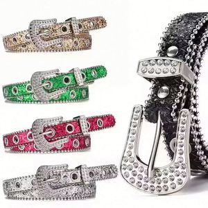 Women's Casual Formal Western Style Soft PU Leather <b>Belt</b> Rhinestones Daily Use Zinc Alloy Buckle Customizable Size Waistband - Product Image 1