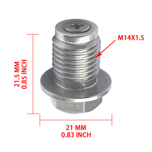 CNC M14X1.5 Magnetic Oil Pan Drain Plug Assembly Stainless Steel Sump Bolt With Anti‑Drop Magnet&5‑Piece <b>Copper</b> Crush Washer kit - Product Image 3