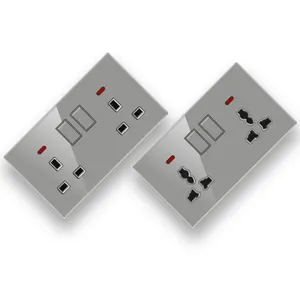 250v 13a <strong>UK</strong> Safety Glass Panel LED Light Power Supply Luxury Electric Wenzhou Modern Wall Switch and <strong>Socket</strong> - Product Image 1