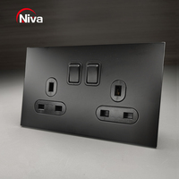 Niva interrupteur et prise Double 13A 3 broches prise commutée électrique UK Standard prise murale panneau en acier inoxydable