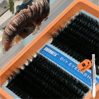 Kits de cils synthétiques DIY faits main pour auto-greffe, cils segmentés volumineux grande capacité, noirs, pour l'exportation